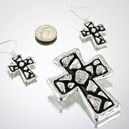 Cross Pendant and Earring Set