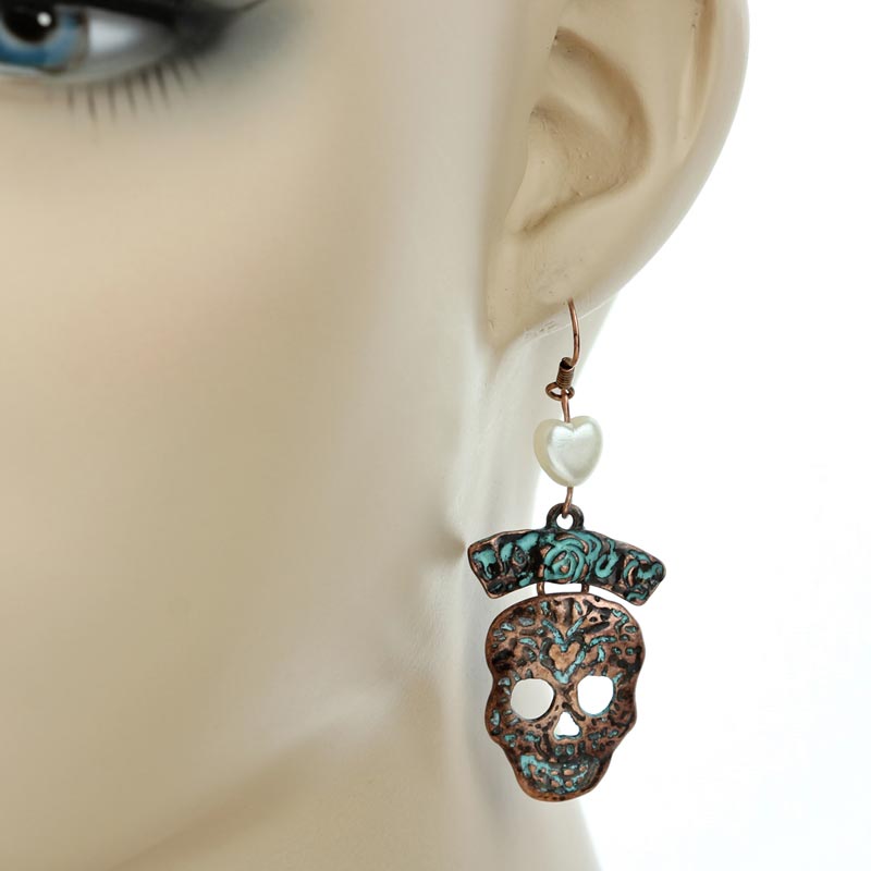 Skull Fish Hook Earrings