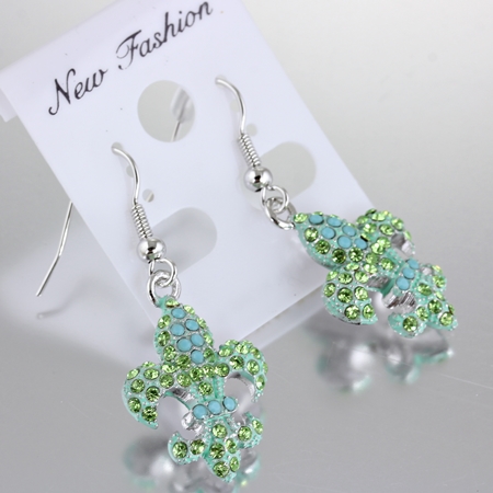 Fleur De Lis Rhinestone Earrings