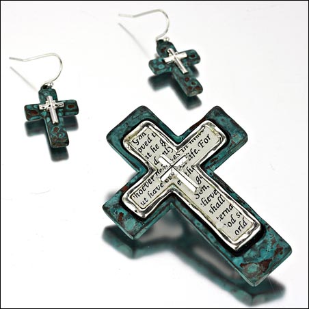 Cross Pendant and Earring Set