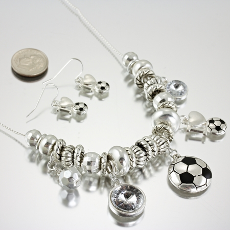 Sports Theme Soccer Ball Necklace Set
