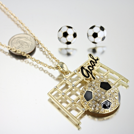 Sports Theme Soccer Ball Pendant Necklace Set