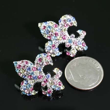Fleur De Lis Rhinestone Earrings
