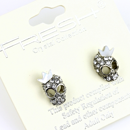 Skull Rhinestone Post Earrings