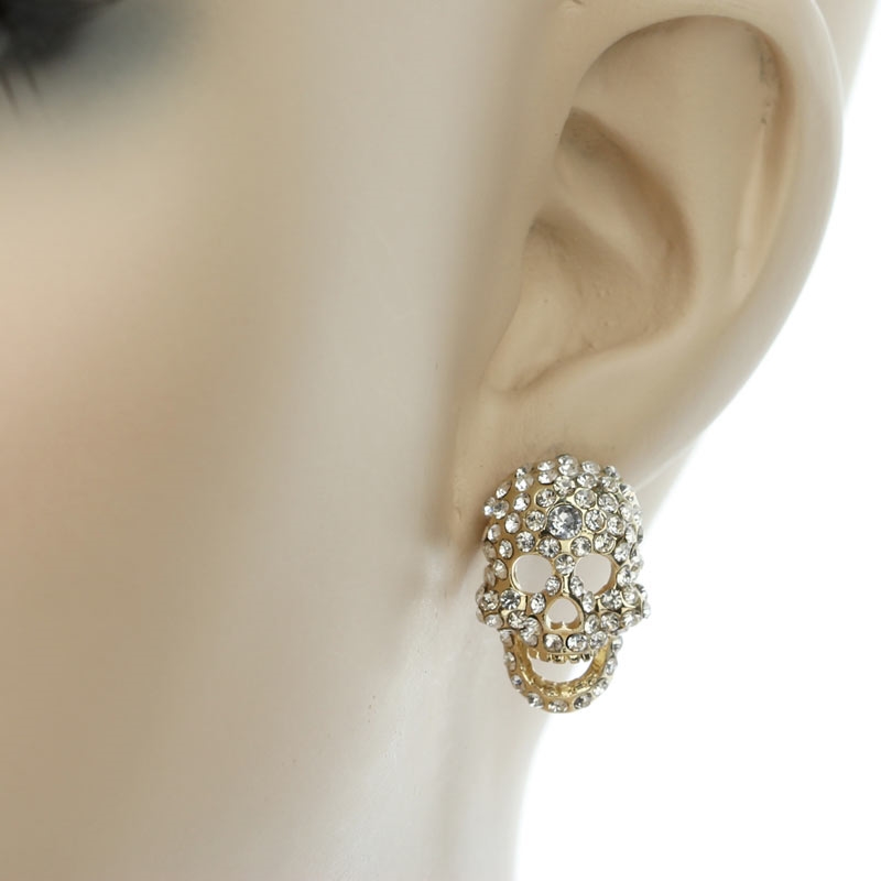 Skull Rhinestone Post Earrings