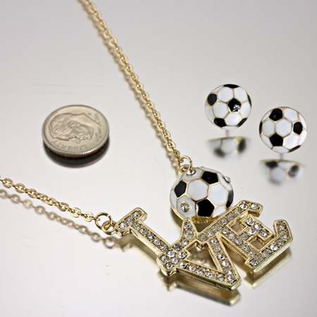 Sports Theme Soccer Ball Pendant Necklace Set