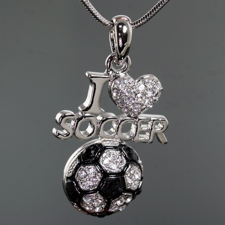 Sports Theme "I Love Soccer" Pendant Necklace