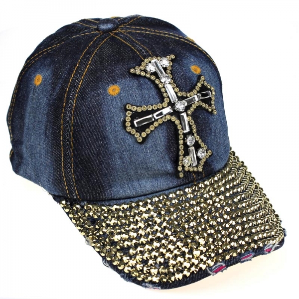 Cross Rhinestone Cap
