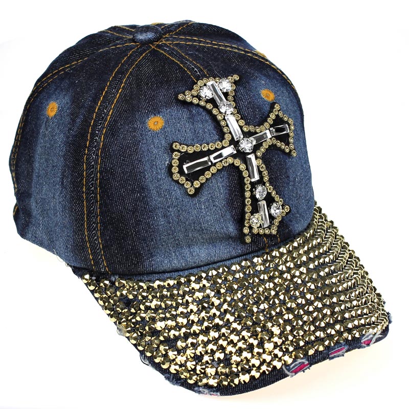 Cross Rhinestone Cap