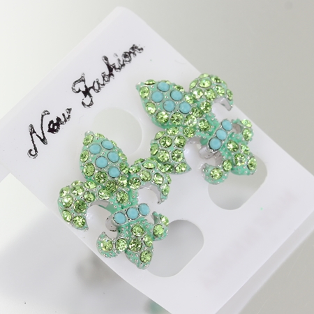 Fleur De Lis Rhinestone Earrings