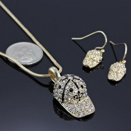 Small Baseball Cap w/Fleur De Lis Logo Necklace Set