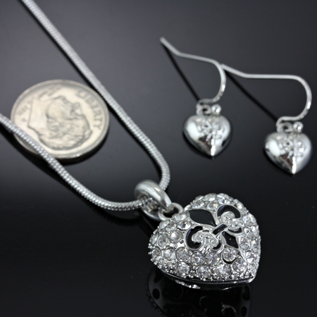 Heart w/Fleur De Lis Logo Necklace Set