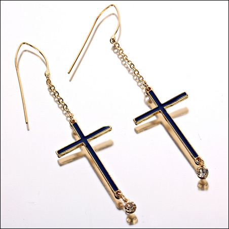 Cross Fish Hook Earrings