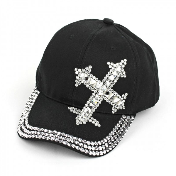 Cross Rhinestone Cap