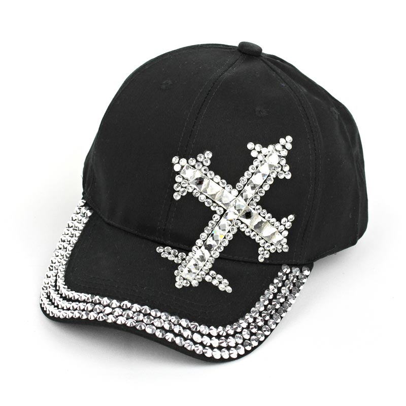 Cross Rhinestone Cap