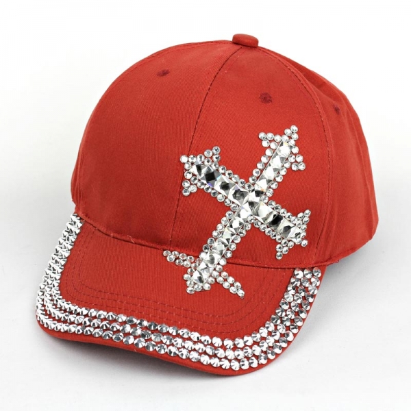 Cross Rhinestone Cap