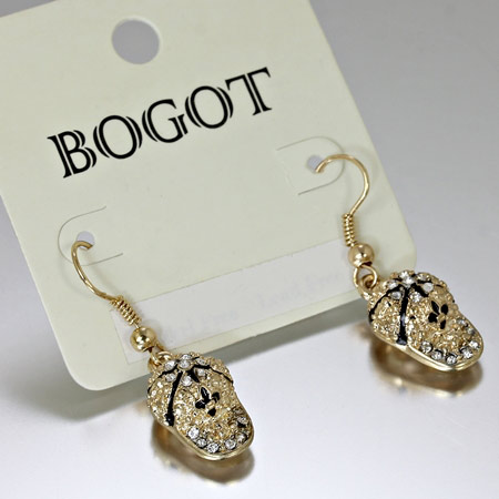 Fleur De Lis "Baseball Cap" Rhinestone Earrings