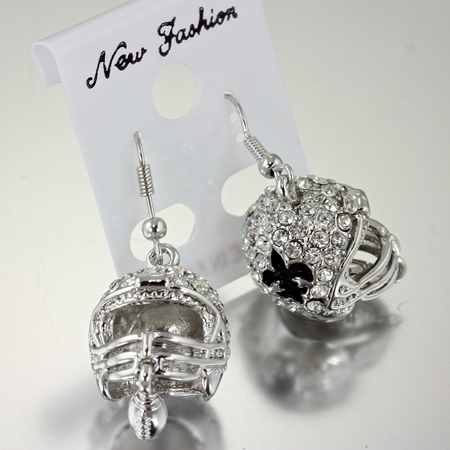 Fleur De Lis "Football Helmet" Rhinestone Earrings