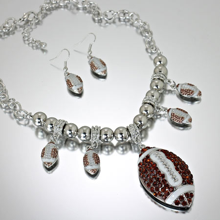 Sports Theme Foot Ball Pendant Necklace Set