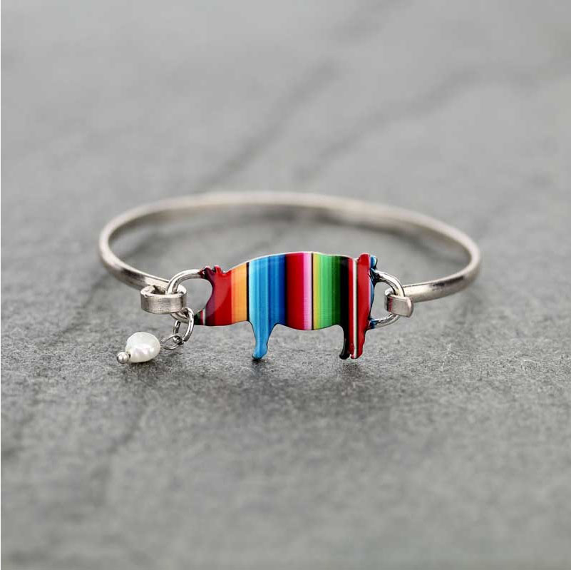 Pig Serape Print Wire Bracelet