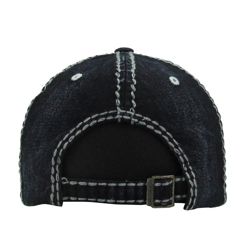 "LUCKY" Washed Denim Vintage Ball Cap - Image 3
