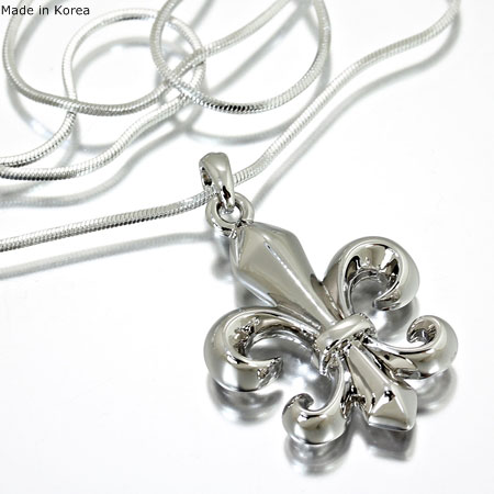 Large Size Fleur De Lis Pendant Necklace