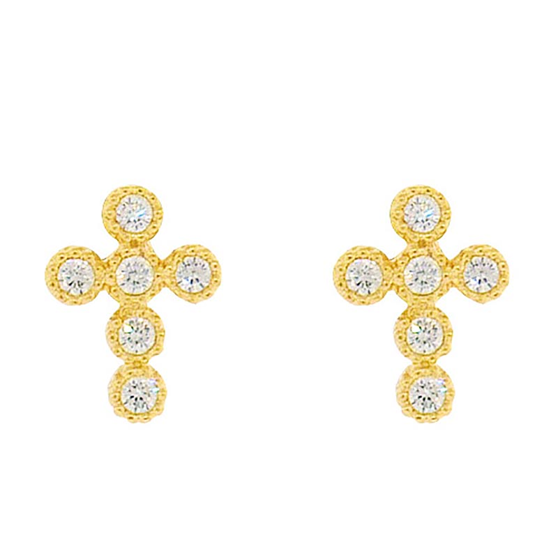 Cross CZ Post Earrings