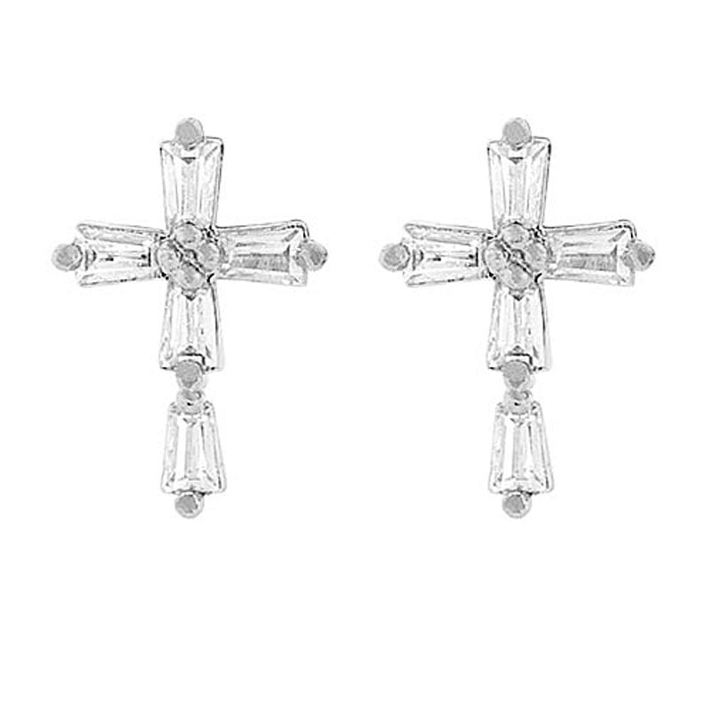 Cross CZ Post Earrings