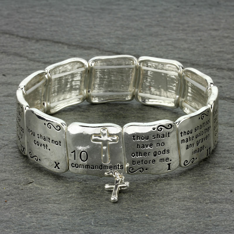 Religious "Ten commandments" Stretch Bracelet