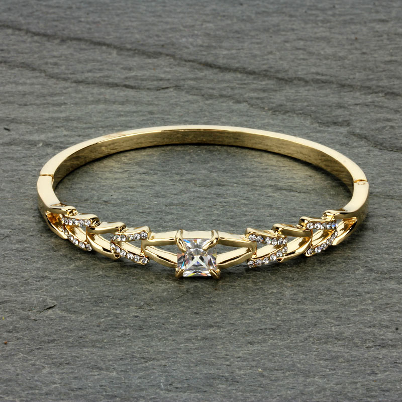 Rhinestone Metal Bangle Bracelet
