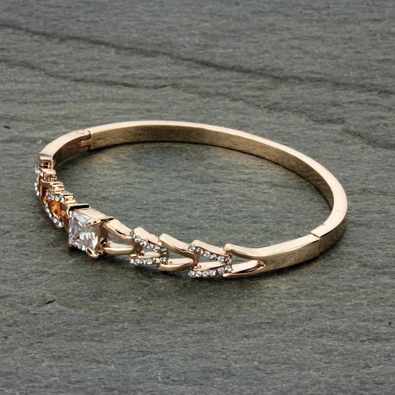 Rhinestone Metal Bangle Bracelet - Image 2