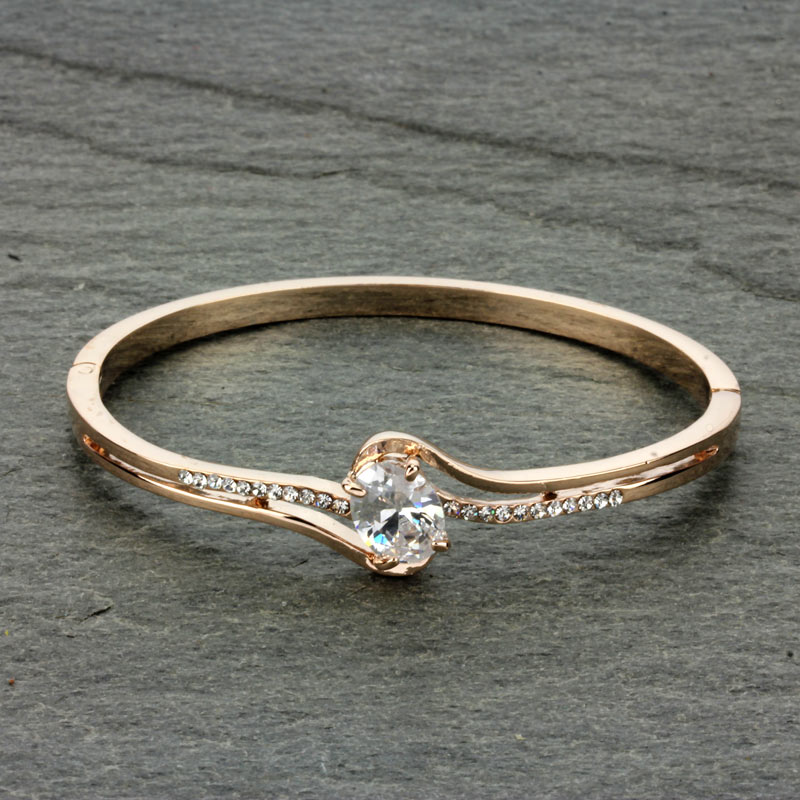 Rhinestone Metal Bangle Bracelet