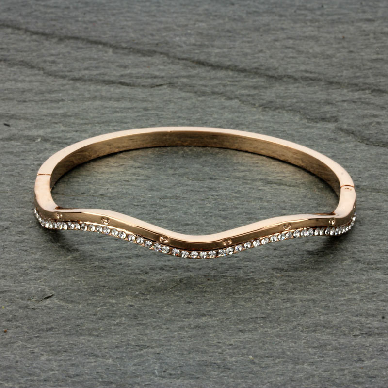 Rhinestone Metal Bangle Bracelet
