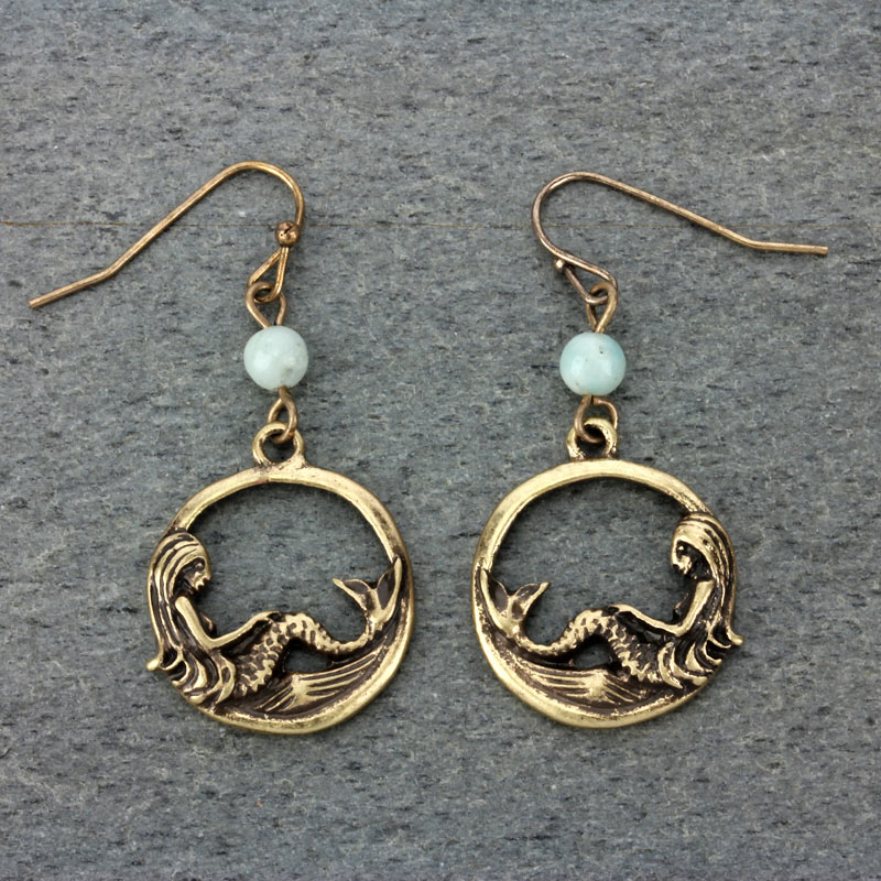 Sea Life Mermaid Fish Hook Earrings