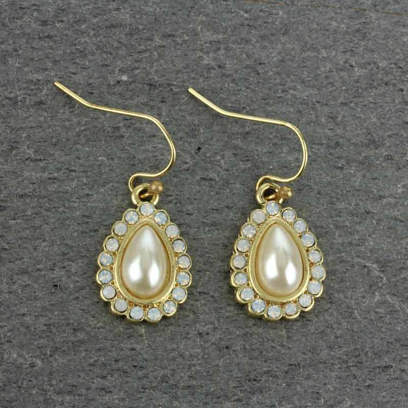 JJ Gold Leaves Pearl Earrings