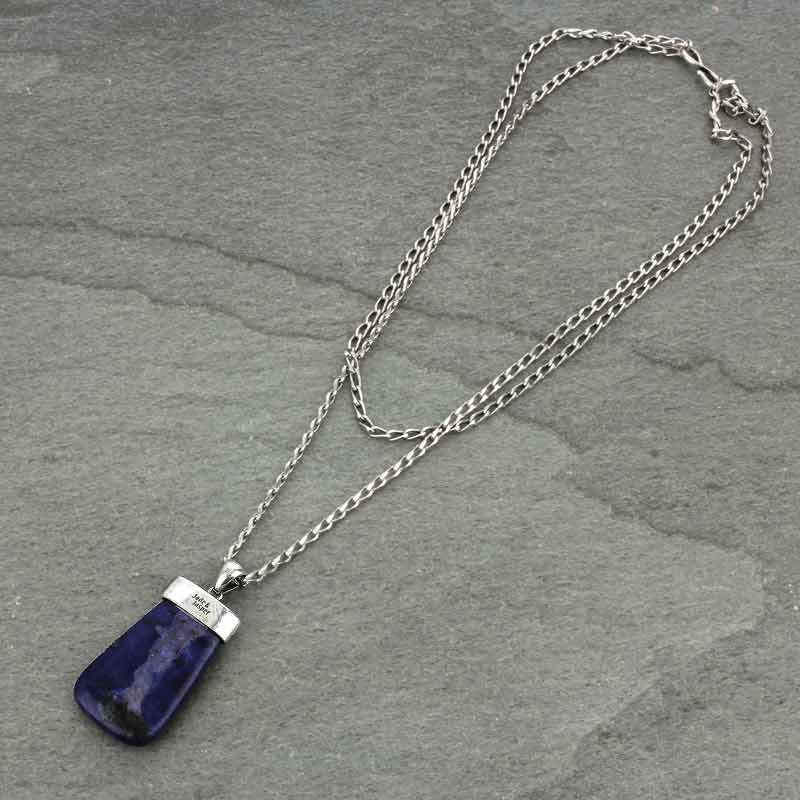 JJ Antique Silver Sodalite Stone Necklace