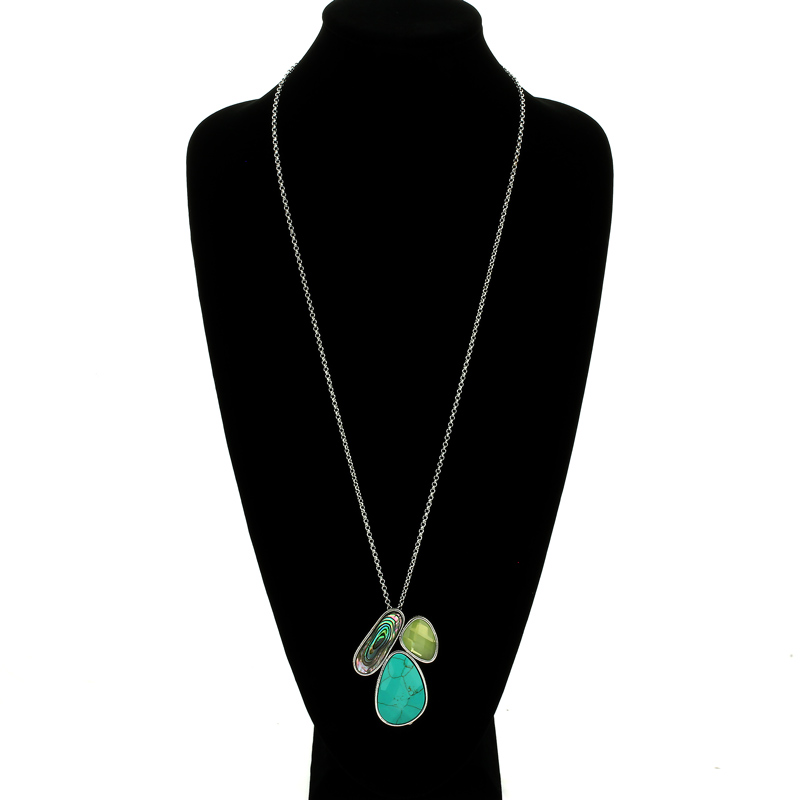 JJ Antique Silver Stone Necklace - Image 2