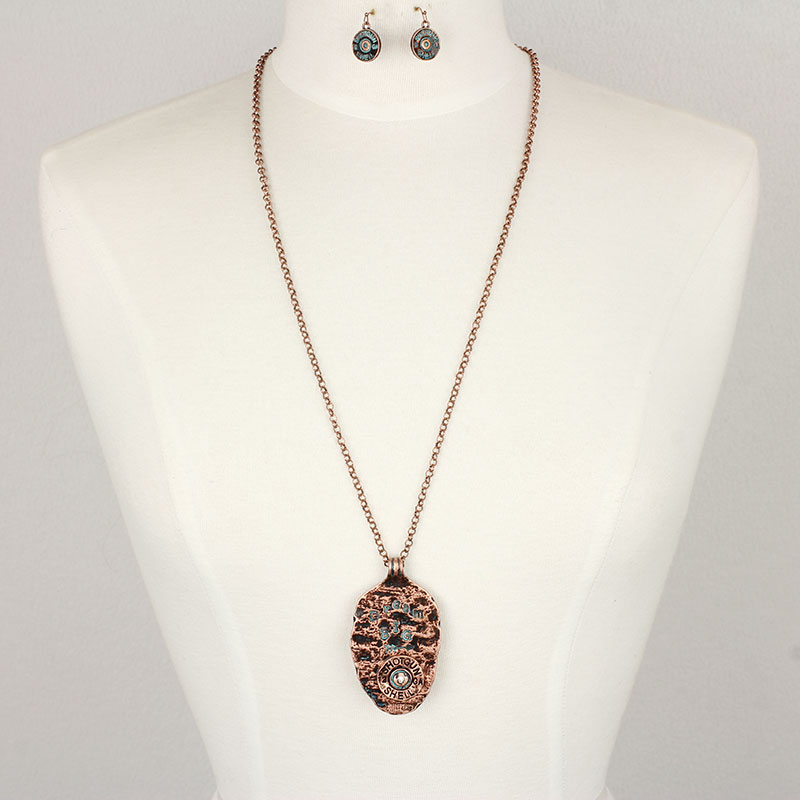 General Western "DREAM BIG" Hammered Spoon Pendant Necklace Set