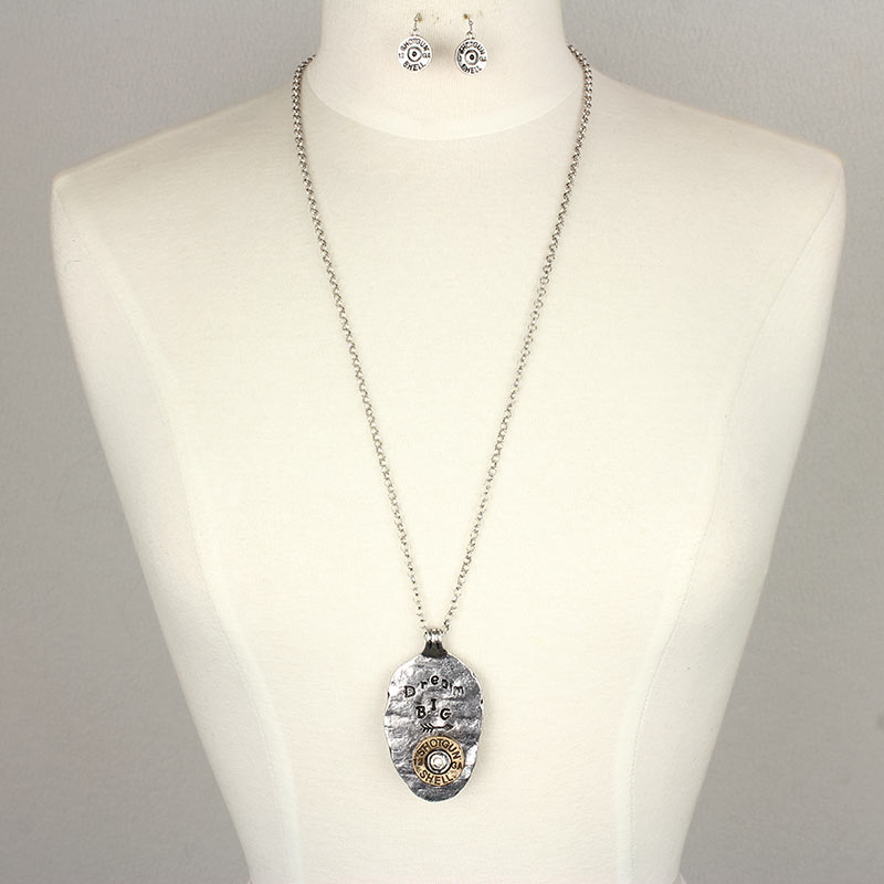 General Western "DREAM BIG" Hammered Spoon Pendant Necklace Set