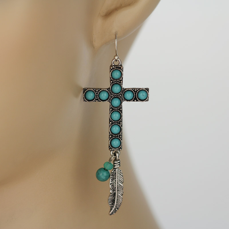 Cross Fish Hook Earrings