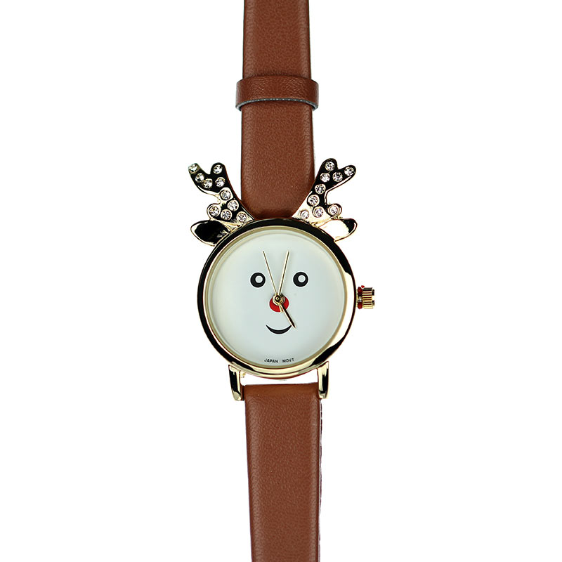 Fashion "X-Mas Reindeer" Leather Band Watch