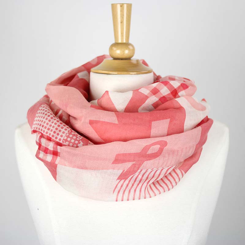 Fashion "Pink Ribbon" Infinity Scarf