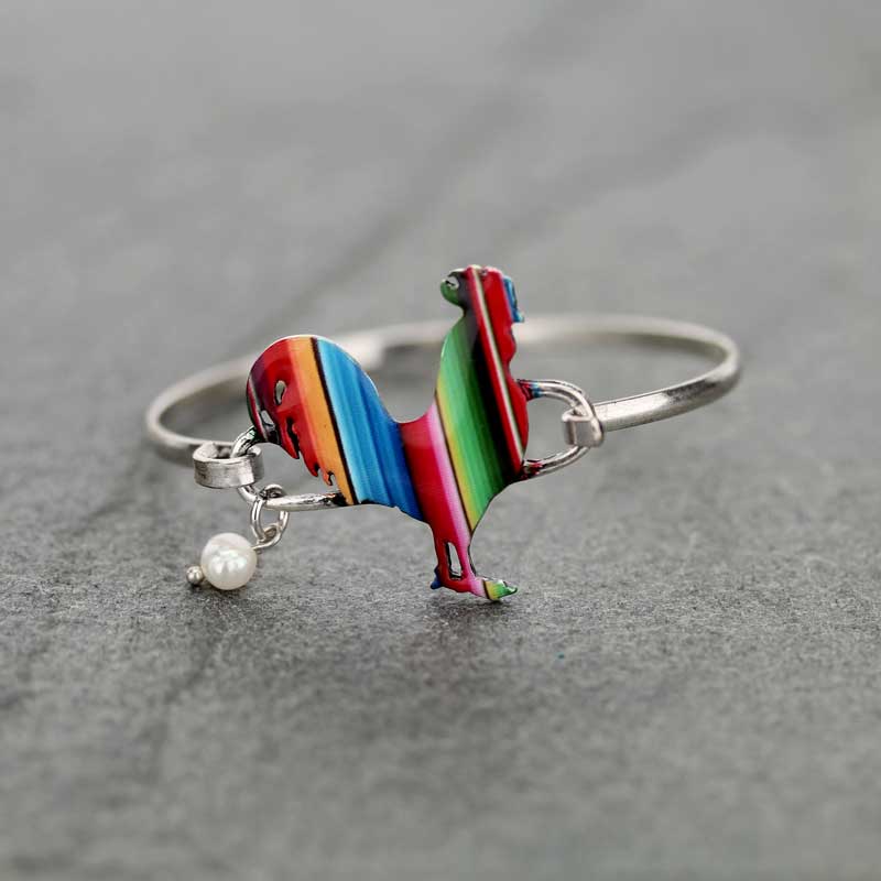Rooster Serape Print Wire Bracelet