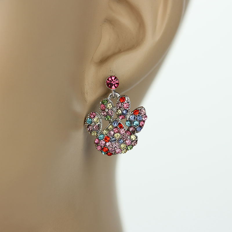 PAW Rhinestone Dangle Post Earrings