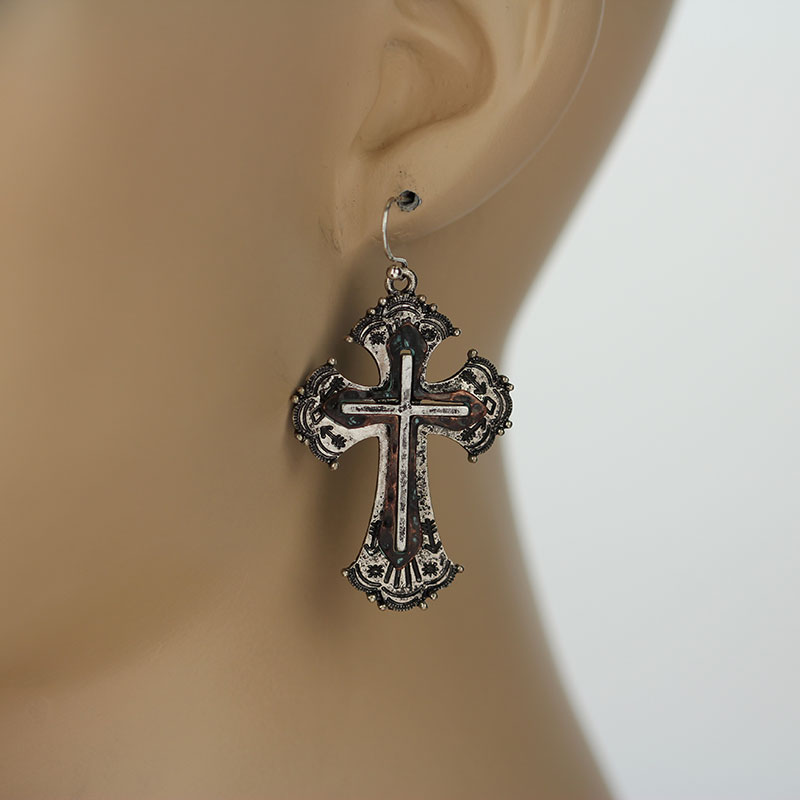 Cross Fish Hook Earrings