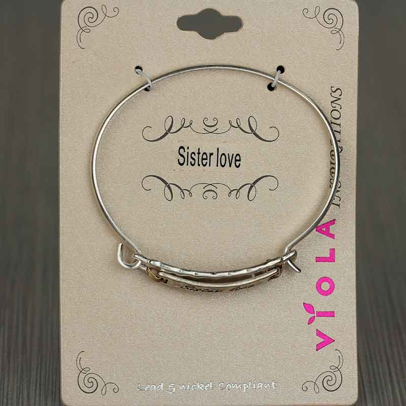 Inspirational "Sister Love" Push Bangle Bracelet - Image 2