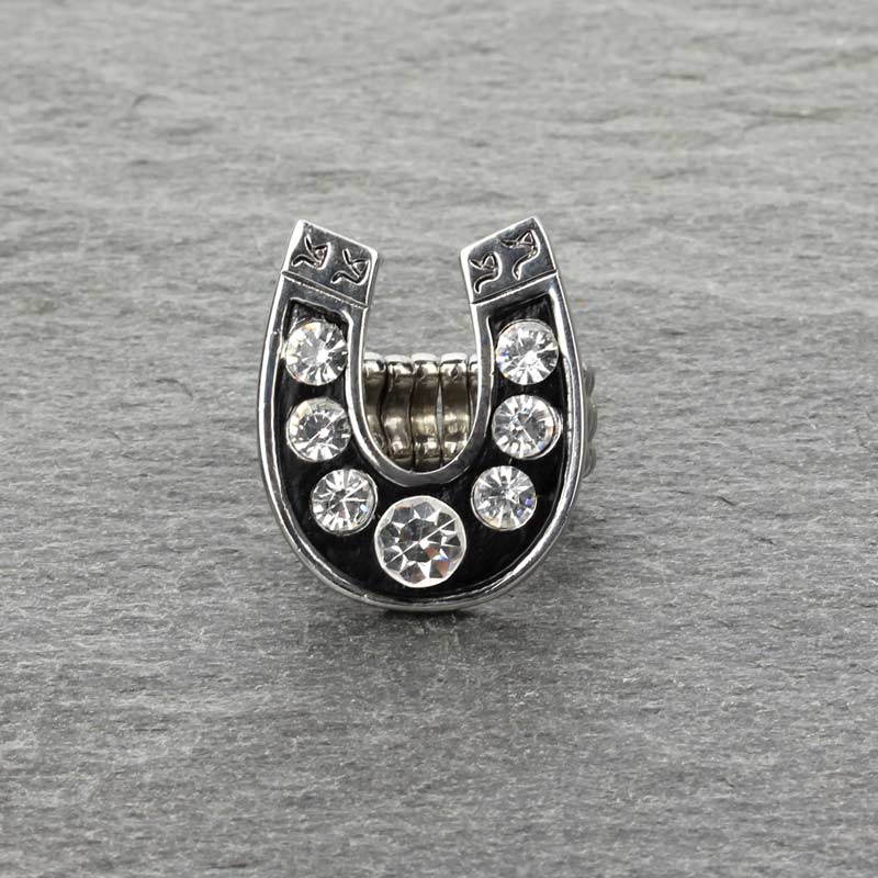 Horseshoe Rhinestone Stretch Ring