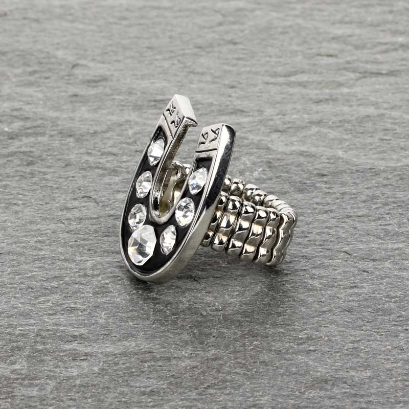 Horseshoe Rhinestone Stretch Ring - Image 2