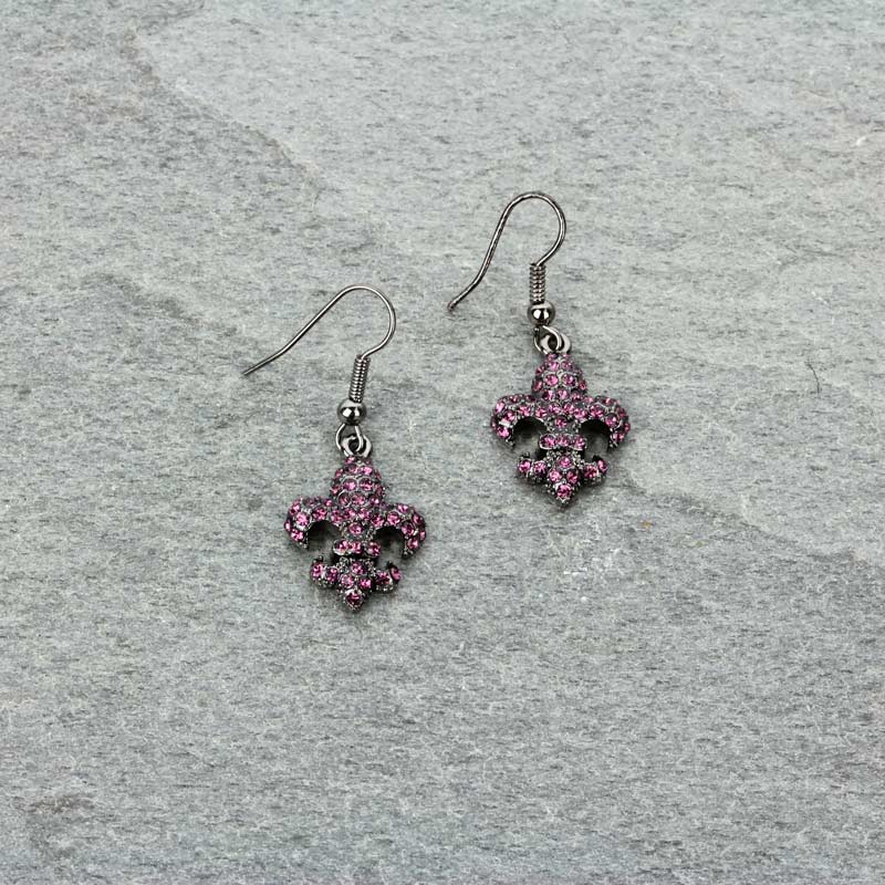 Fleur De Lis Rhinestone Earrings