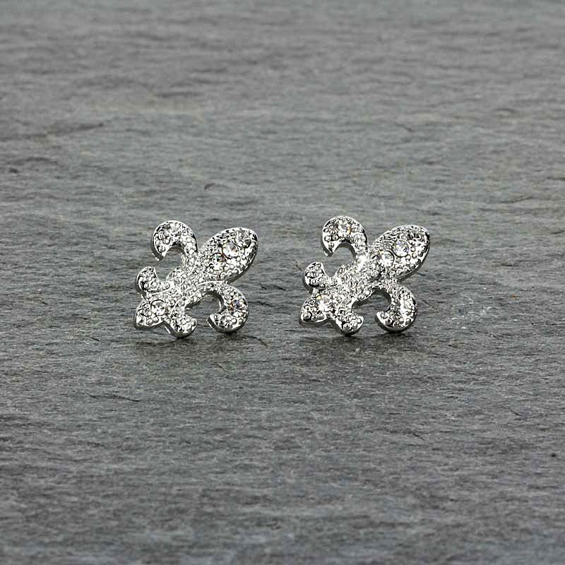 Fleur De Lis Rhinestone Earrings